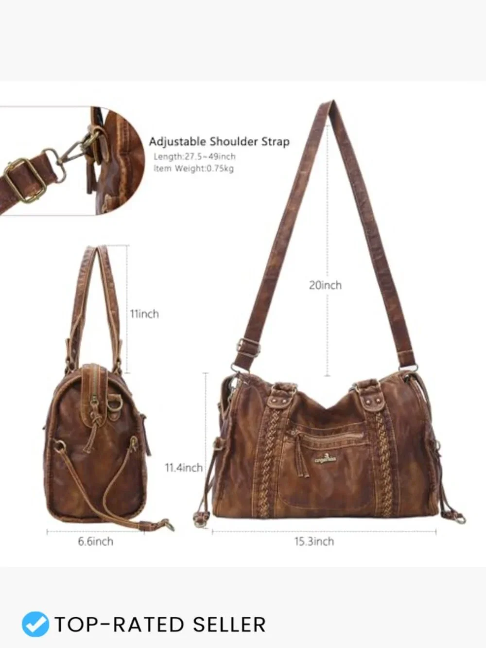 Women Vegan Leather Hobo Satchel Bag Large Tote Shoulder Handbag Retro Work